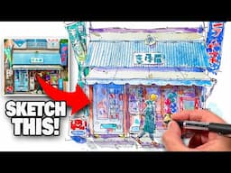 URBAN SKETCHING Tutorial For Beginners | Easy Step-by-Step Shop Front