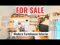 Tiny House Tour 2024: Modern Tiny House Design with Loft Bed (250 sq ft) on 6.5 acres!