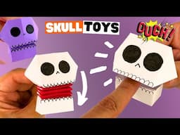 4 cool Halloween origami sugar SKULLs, origami halloween toys