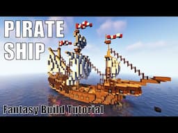 Minecraft Fantasy Pirate Ship Build Tutorial | Step by step Tutorial