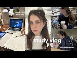 STUDY VLOG 🌩️ final exam prep, premed study routine, long library day, busy week & cozy rainy study