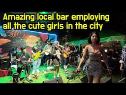 Amazing local bar employing all the beautiful girls in a small city in rural Thailand