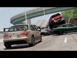 Highway Pileup Crashes 6 | BeamNG.drive