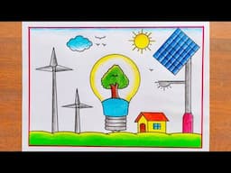 Save Energy Drawing / Save Energy Poster Drawing Easy Steps / Energy Conservation Day Drawing Easy