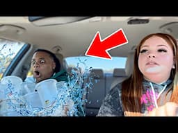 DRIVING SUPER CRAZY & MAKING MY GIRLFRIEND HOLD ICE COLD WATER *INSANE*