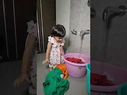 BABY WASHES DIRTY CLOTHES | 2 year old washing clothes