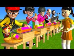 Scary Teacher 3D vs Squid Game Cutting Gum HoneyComb Candy Small Pieces 5 Times Challenge