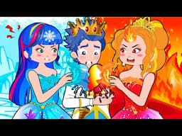 Hot vs Cold Battle: Fire🔥 and Ice❄ Princess Both want Prince Alex's Love💖! | Poor Princess Life💃