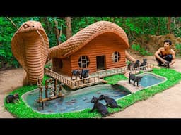 Build King Cobra Home for Adorable Puppies and Fish Pond