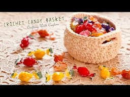 EASY Crochet Candy Bowl with Handles | DIY Mini Macrame Crochet Basket | Scrap Yarn Crochet Project