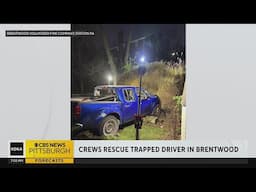 Driver rescued after driving over hillside