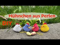 DIY: Süßes Huhn / Chicken/ Vogel aus Perlen. #häkelnmitperlen #vogel #küken #perlenkunst #osterdeko