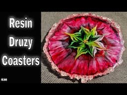 HOW TO! Resin Coasters *DIY Druzy Edge & Flower on 2 Layers*