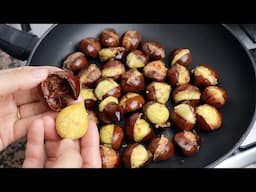 New quick trick for cooking chestnuts in a pan ! they peel alone! few people know that ! 🌰 🌰