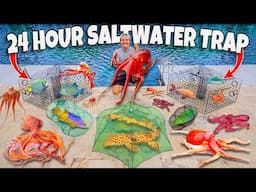 24 HOUR FISH TRAP Catches TONS of FISH For My SALTWATER POND! (Creepy OCTOPUS)