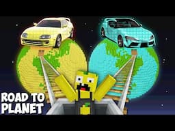 I found ROAD TO TOYOTA SUPRA DIAMOND PLANET vs GOLD PLANET in Minecraft ! SECRET PLANET !