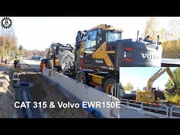 CAT315 & Volvo EWR150E Zero tail excavators with tiltrotators in work