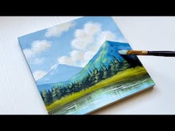 A beautiful mountain scenery / Easy Acrylic painting techniques