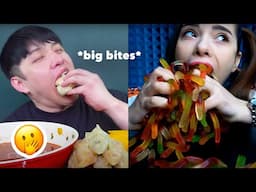 Mukbangers eating the recommended serving size in ONE BITE (part 2)