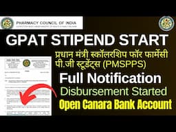 GPAT Stipend Disbursement Started | Pradhan Mantri Scholarship for Pharmacy PG Studies | PCI Notice