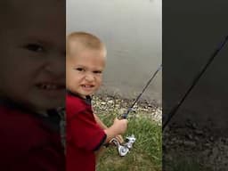 3-year-old pulls in first catfish #shorts