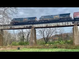 2 Giant Curved Trestles, 2 CSX Trains Cross Bridge Over Weird Road, CSX Train With DPU In The Sky!