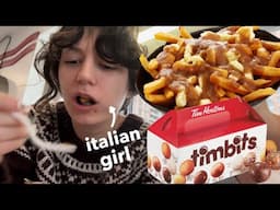 ITALIAN GIRL tries POUTINE and TIMBITS for the FIRST TIME