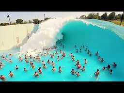 wave pool BREAKS and causes huge wave..