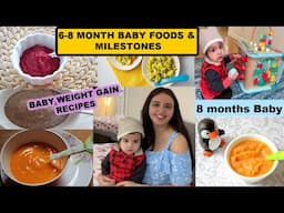 6-8 MONTHS BABY FOODS AND MILESTONES~BABY WEIGHT GAIN EASY RECIPES~INDIAN MOM OF TWO KIDS VLOG