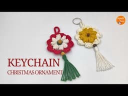 Crochet Keychain | Popcorn Flower Keychain | Easy crochet Christmas Ornament - Quick crochet gifts