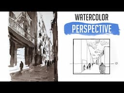 Perspective in cityscapes - One-point perspective - Watercolor cityscape