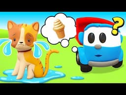 The little kitten needs help! Leo the truck builds a new vehicle for kids. Car cartoons for kids.