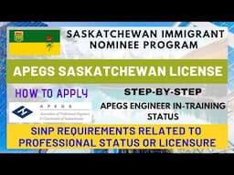 APEGS SASKATCHEWAN LICENSE | How To Apply | APEGS Engineer-In-Training status | Step-By-Step