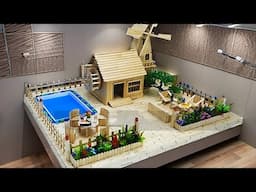 🏡 DIY Ice Cream Sticks Dream House 2024 !  How To Make Water Wheel House