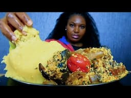 Asmr mukbang delicious egusi soup with garri fufu