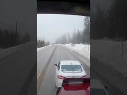 Playing Chicken with a Semi on a Wet Road! #dashcam #truckdriver #cars #trucking #trucker #semitruck