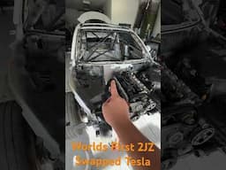 Worlds first 2JZ swapped Tesla     #2jz #2jzswap #2jznoshit #2jztesla #driftcar #superstreet #drift