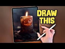 PROCREATE Halloween pumpkin Candle DRAWING Tutorial in EASY steps