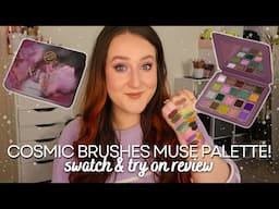 COSMIC BRUSHES *MUSE* EYESHADOW PALETTE! Swatch & Try On First Impression Review Makeup Beauty