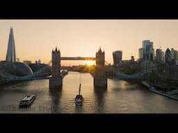 Tower Bridge From The Air. Amazing London Skyline At Sunset.