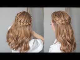 BRAIDED HALF UP HAIR CROWN | Hairstyles for Medium Long Hair