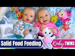 Reborn Kinby Twins Day In The Life:  Morning Routine And Solid Food Feeding With Kate & Nate.