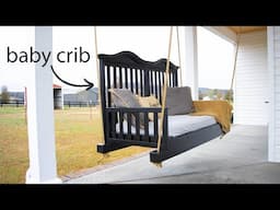 Making a porch swing out of a baby crib