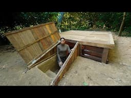 Building Survival Wooden Underground Bushcraft Shelter In Wilderness