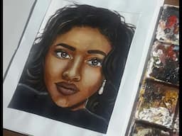 How to Paint a Portrait in Acrylics Timelapse - dark skin tone, semi-realistic