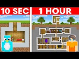 10 Second vs 1 Hour - Underground House Build Challenge in Minecraft