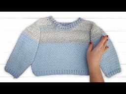 Easy Crochet Baby Sweater:  24 months 2T size Step by Step EASY Video Tutorial