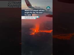 Watch as Iceland volcano erupts for the 7th time in a year #itvnews #shorts