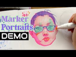 Creative and COLORFUL approach to marker portraits! Pst I'm making a portrait art book! 👀