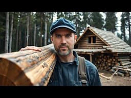 Building Log Cabin in the Woods - Start to Finish